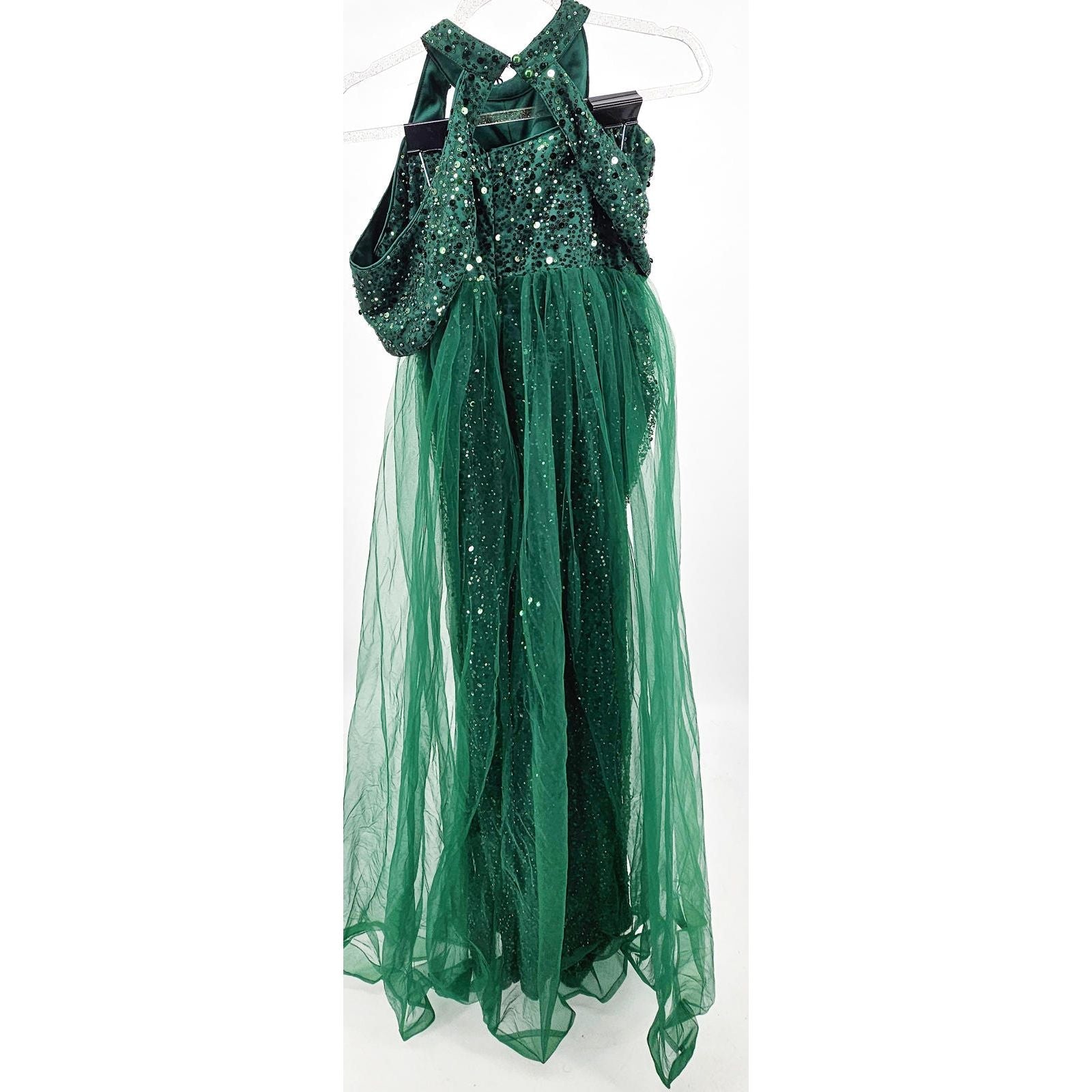 Faeriestyle Sparkle Like You Mean It Green Sequin Halter Prom Dress/L