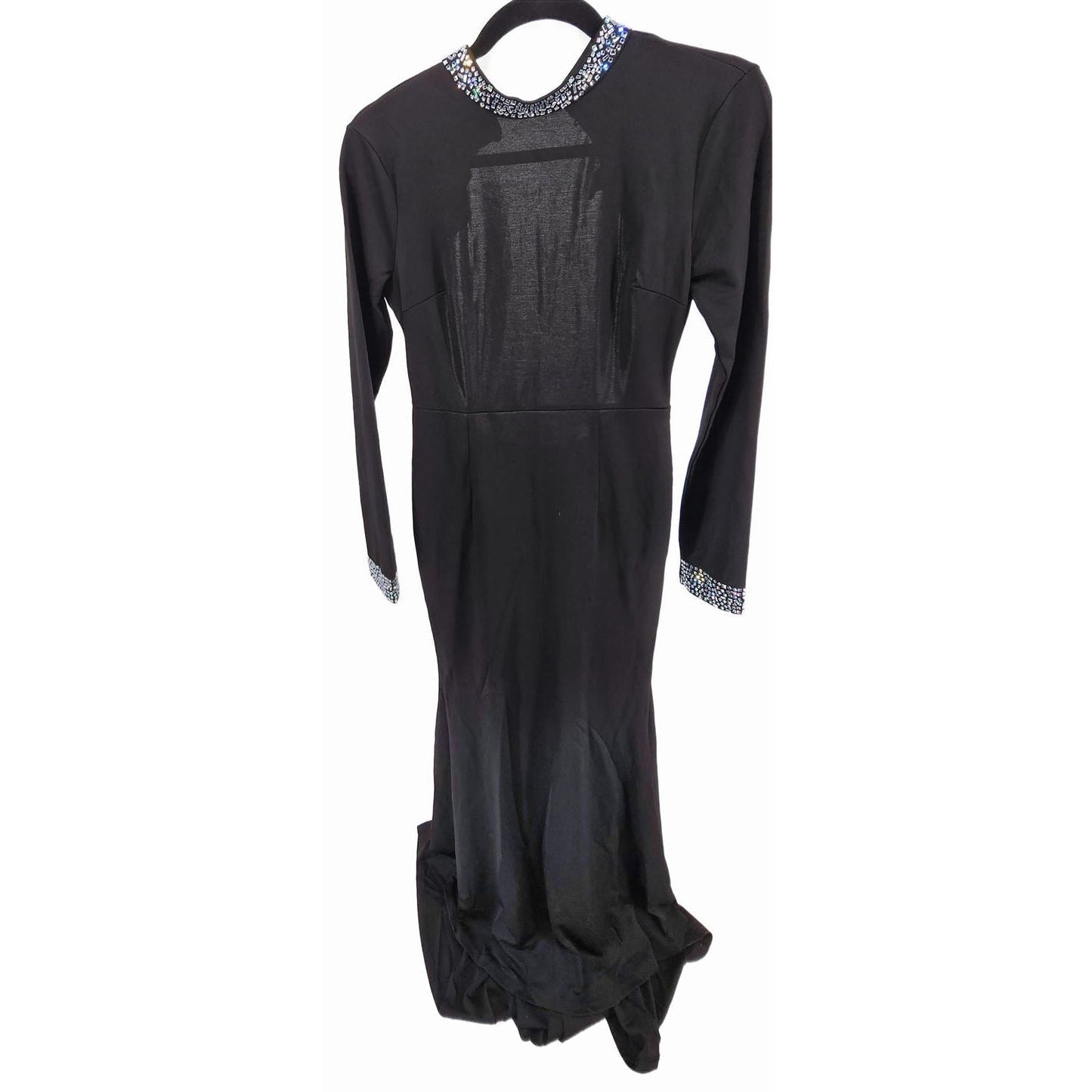 Glamorous Evening Dress with Sparkly Collar and Cuffs