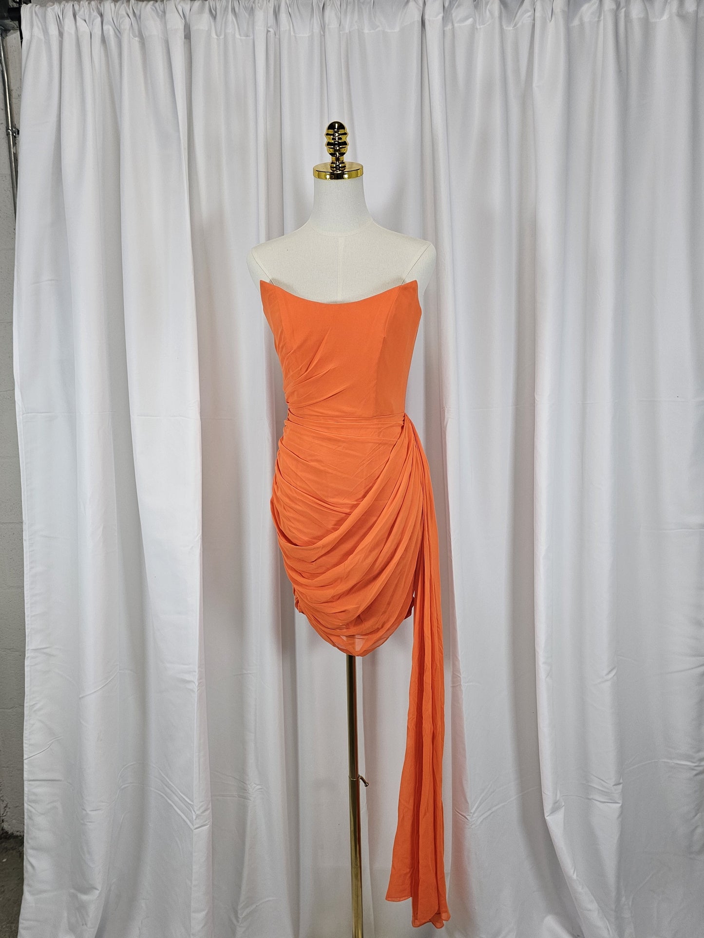 Sunset Sizzle: Dramatic Orange Evening Dress