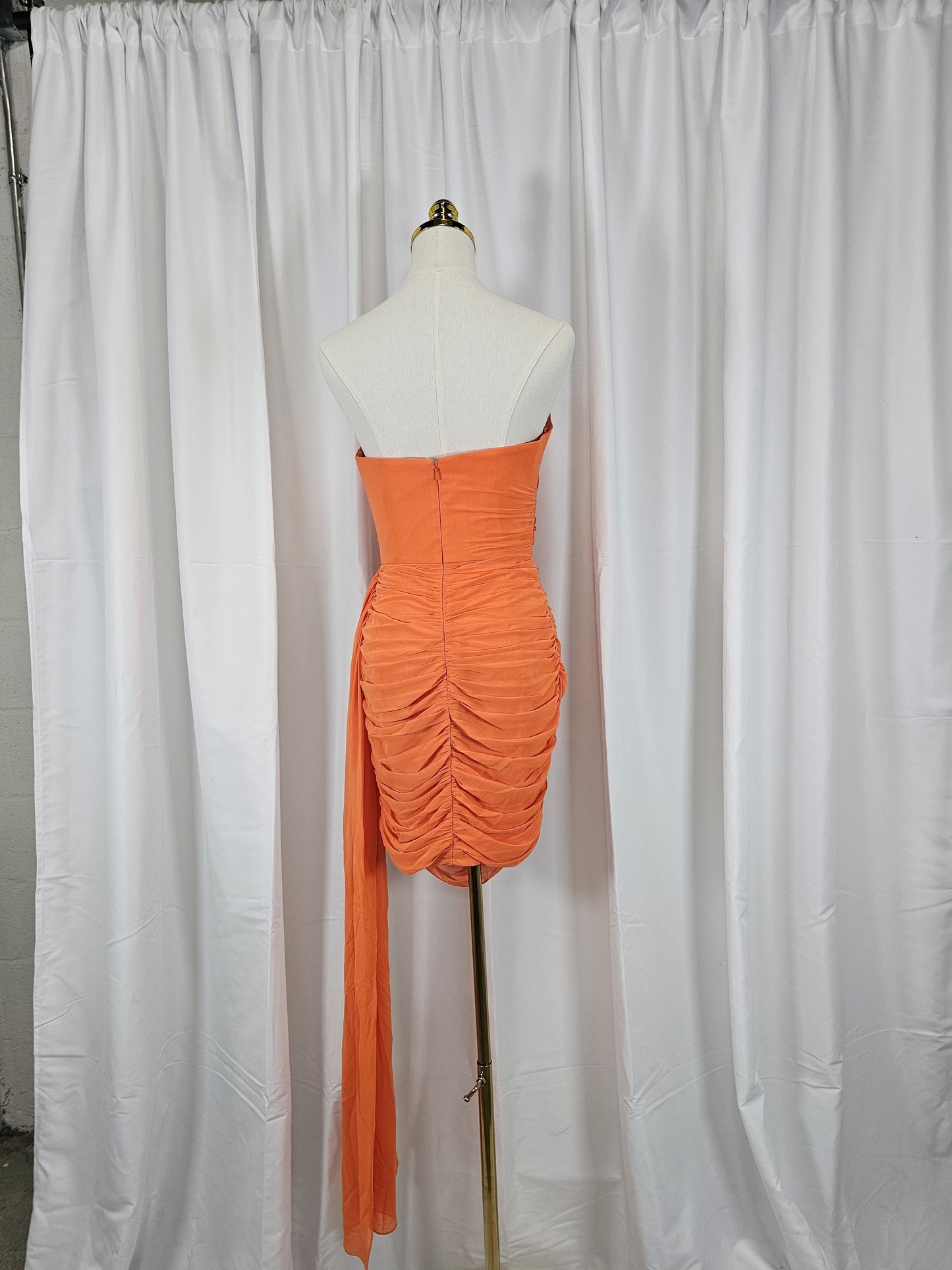 Sunset Sizzle: Dramatic Orange Evening Dress