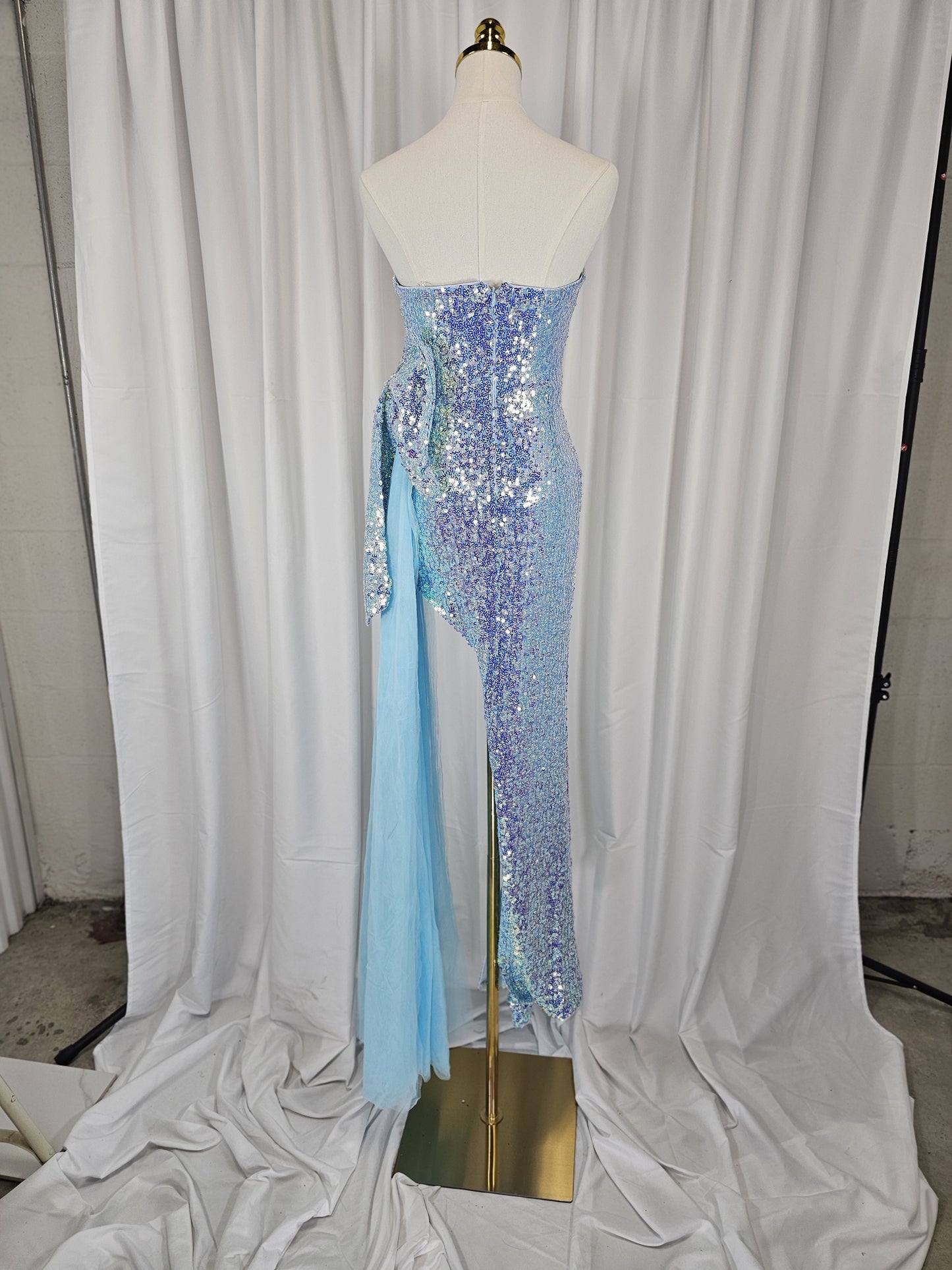 Mermaid Dreams: Sparkling Light Blue Evening Gown