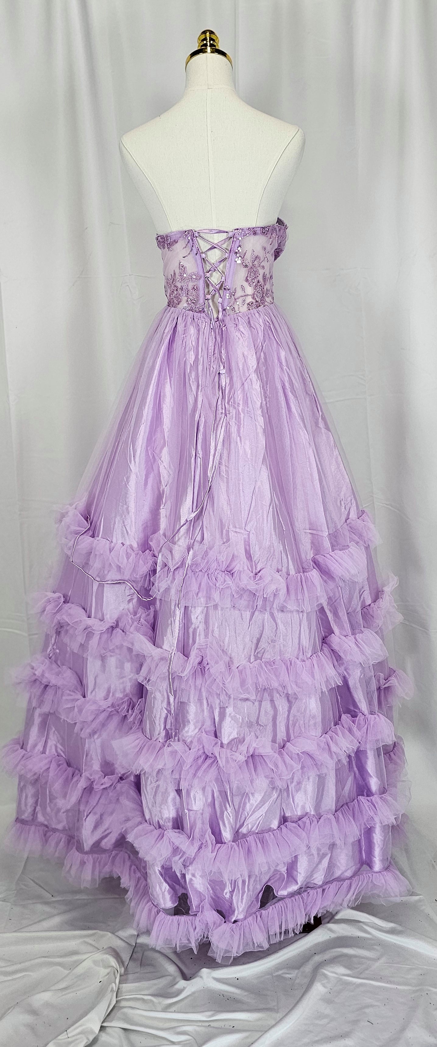 Lavender Dreams Ruffled Gala Gown – Twirl Your Way to Elegance!
