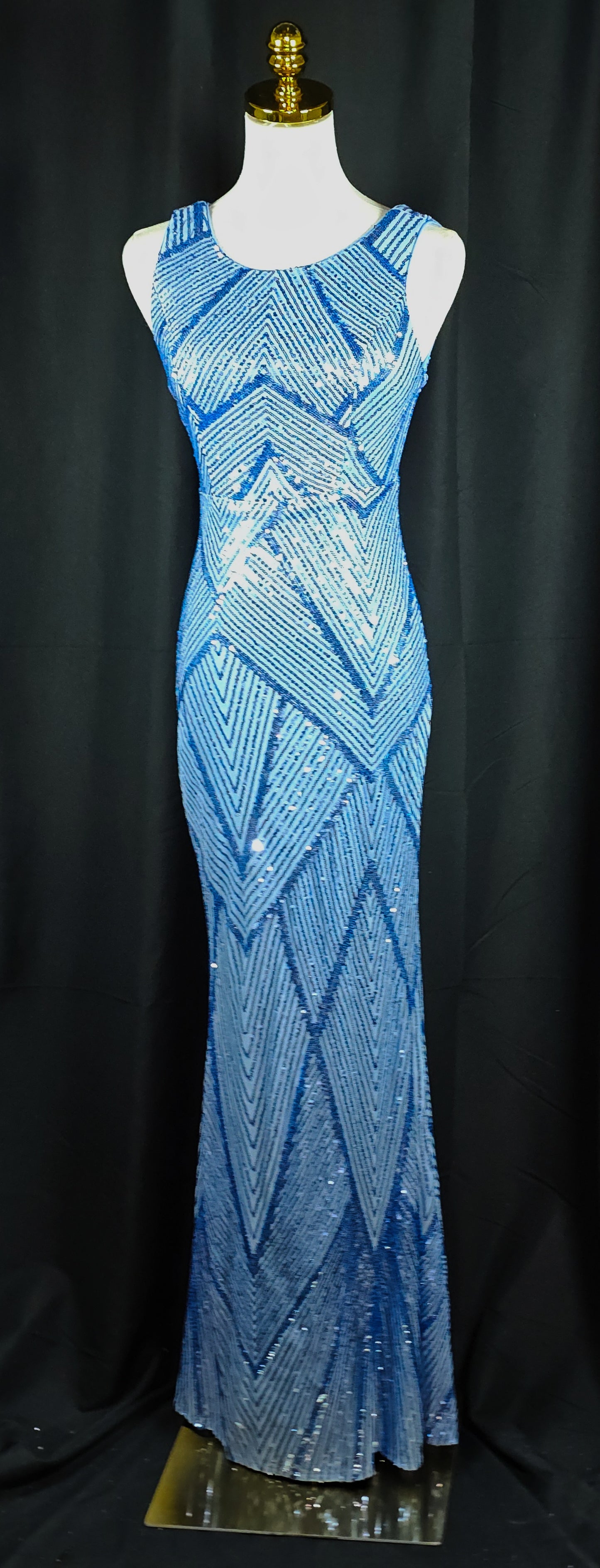 Sparkling Blue Diamond Diva Evening Gown