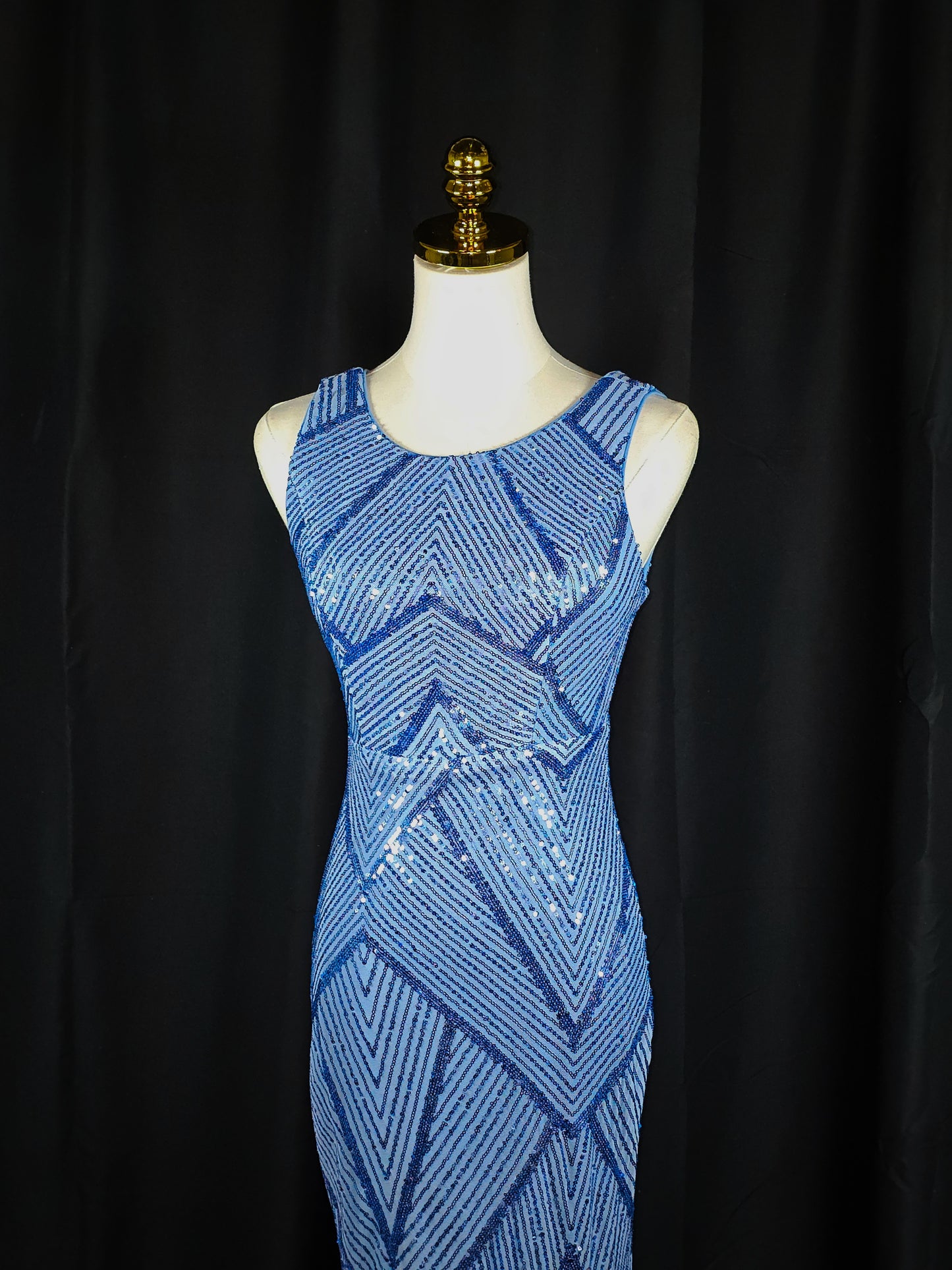Sparkling Blue Diamond Diva Evening Gown