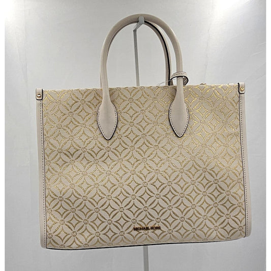 Michael Kors Beige & Gold Patterned Tote Bag - Carry Your Style Like a Boss