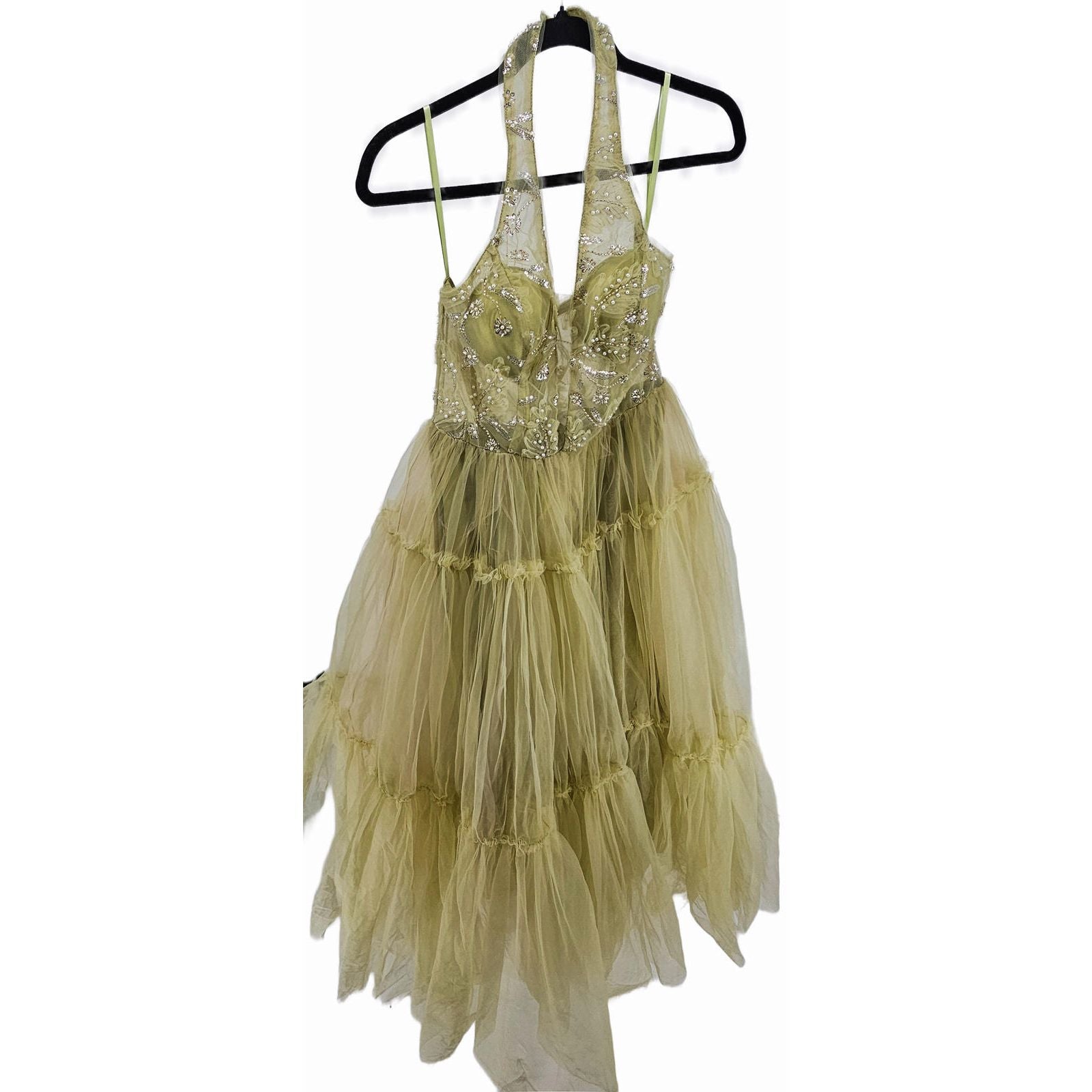 Faeriestyle Gorgeous Gold Halter Tulle Prom Dress - Twirl Worthy!/SM