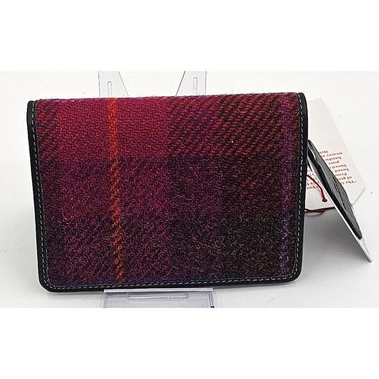 Harris Tweed Chic Purple Plaid Women's Wallet with Zipper and ID Window