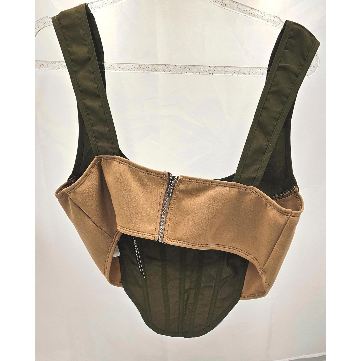 PrettyLittleThing Khaki & Camel Corset Crop Top/14