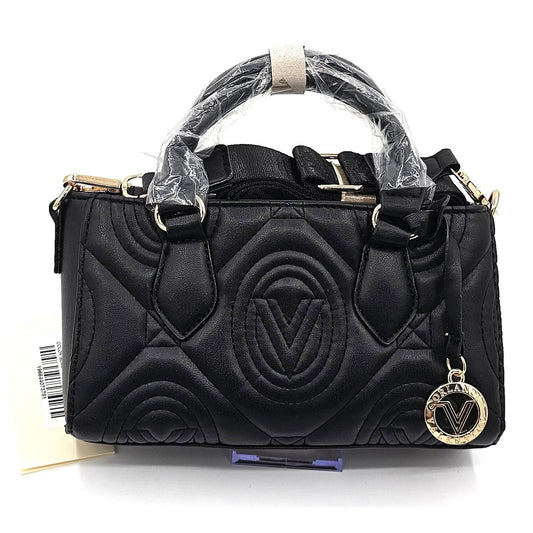 Valentino Orlandi Vegan Leather Black Quilted Handbag