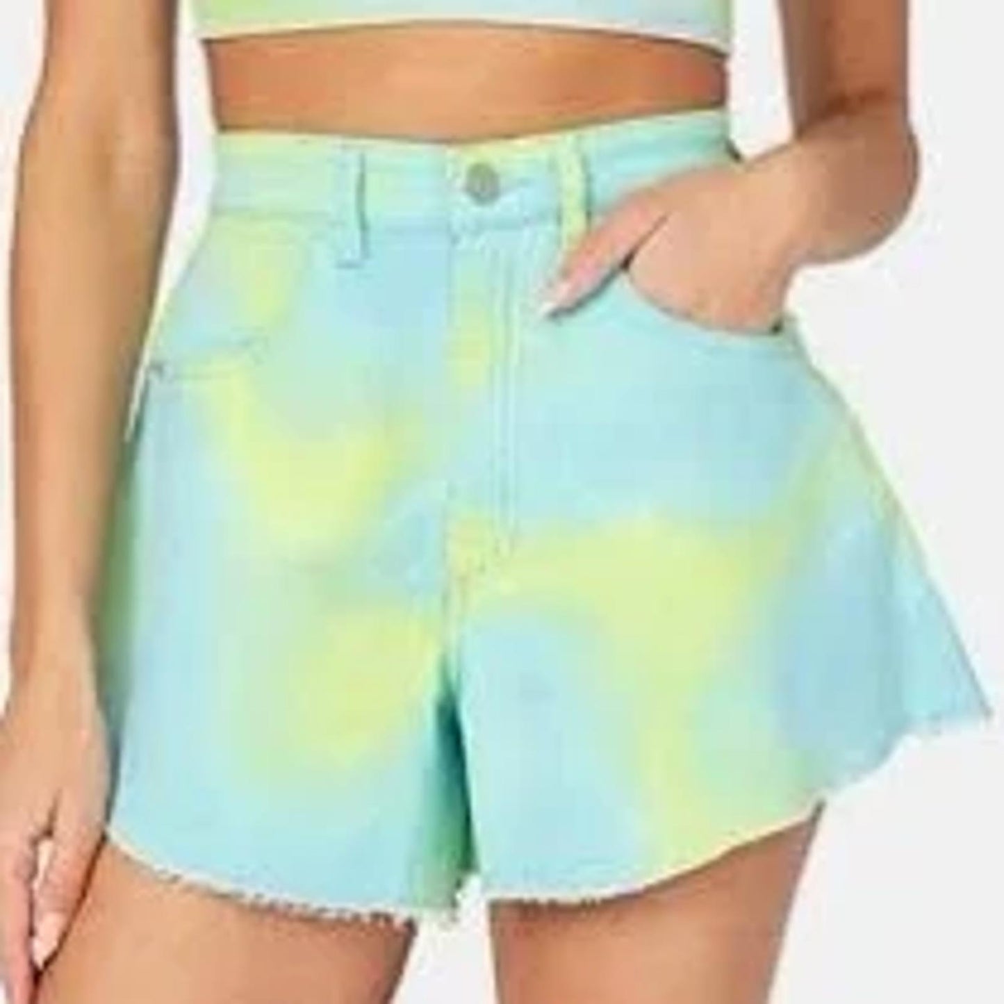 Trendy Tie-Dye High-Waisted Shorts