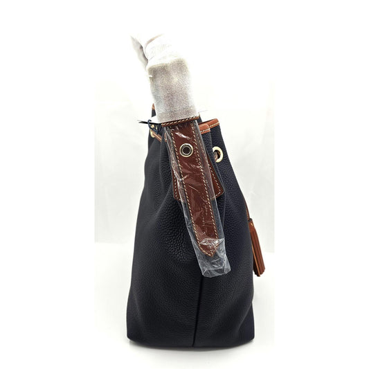 Dooney & Bourke Pebble Grain Kendall Crossbody Navy Blue Leather Bucket Bag