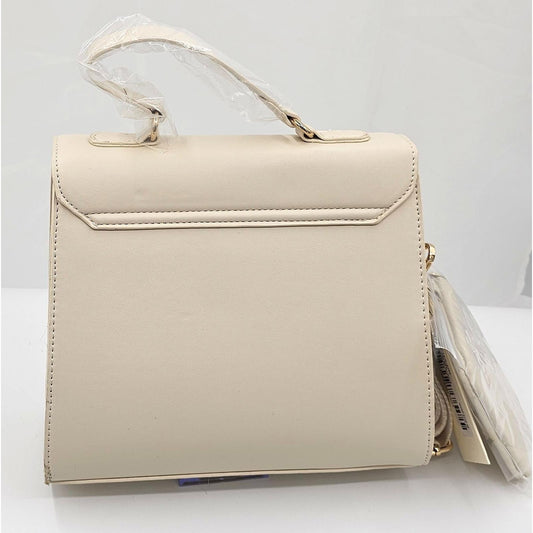 Valentino Orlandi Chic Cream V-Logo Satchel with Bonus Mini Pouch