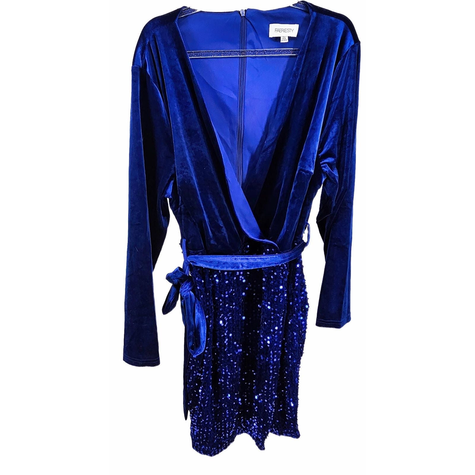 Faeriestyle Blue Velvet & Sequin Mini Dress - Party Ready!/XL