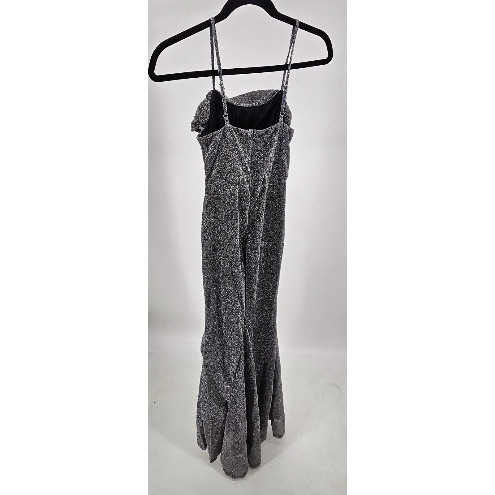 Faeriestyle Glamorous Sparkly Silver Maxi Dress with Slit/S