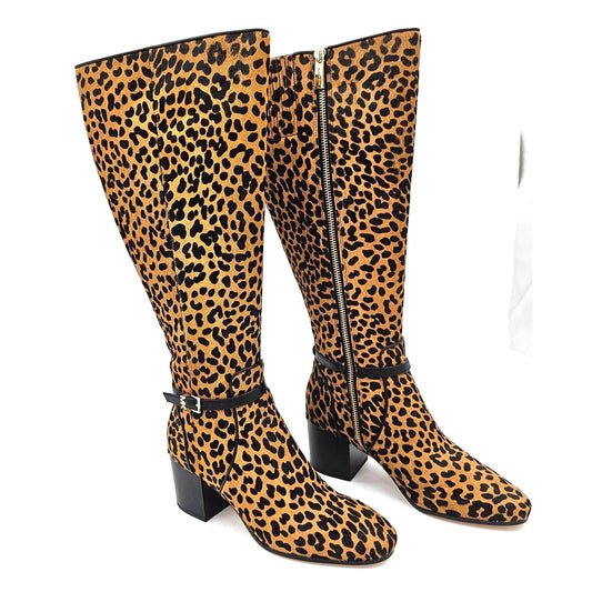 Michael Kors Ella Leopard Print Calf Hair Block Heel Boot/8