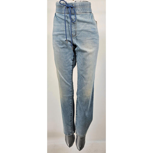 Juicy Couture Wide Leg Denim Jeans Elastic Waist and Drawstring Light Wash/14