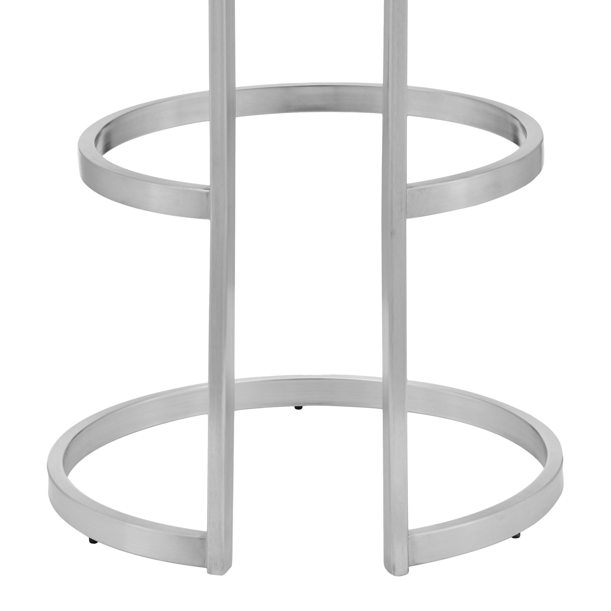 30" Gray And Silver Faux Leather And Iron Swivel Backless Bar Height Bar Chair-4
