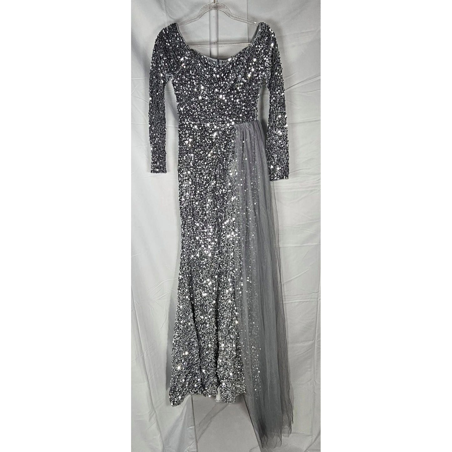 Sequined Party Dress - Sterling Silver Sensation