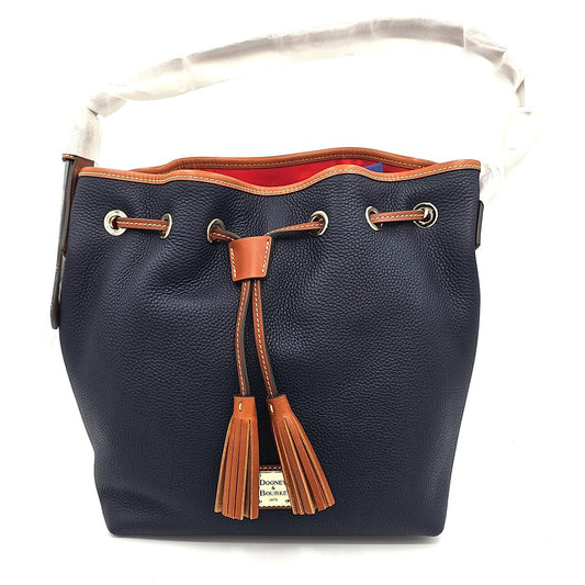 Dooney & Bourke Pebble Grain Kendall Crossbody Navy Blue Leather Bucket Bag