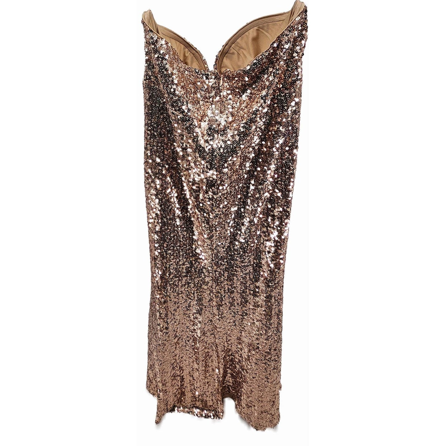 Faeriestyle Glamorous Rose Gold Sequin Evening Dress w/Sequined Sheer Cape/4XL