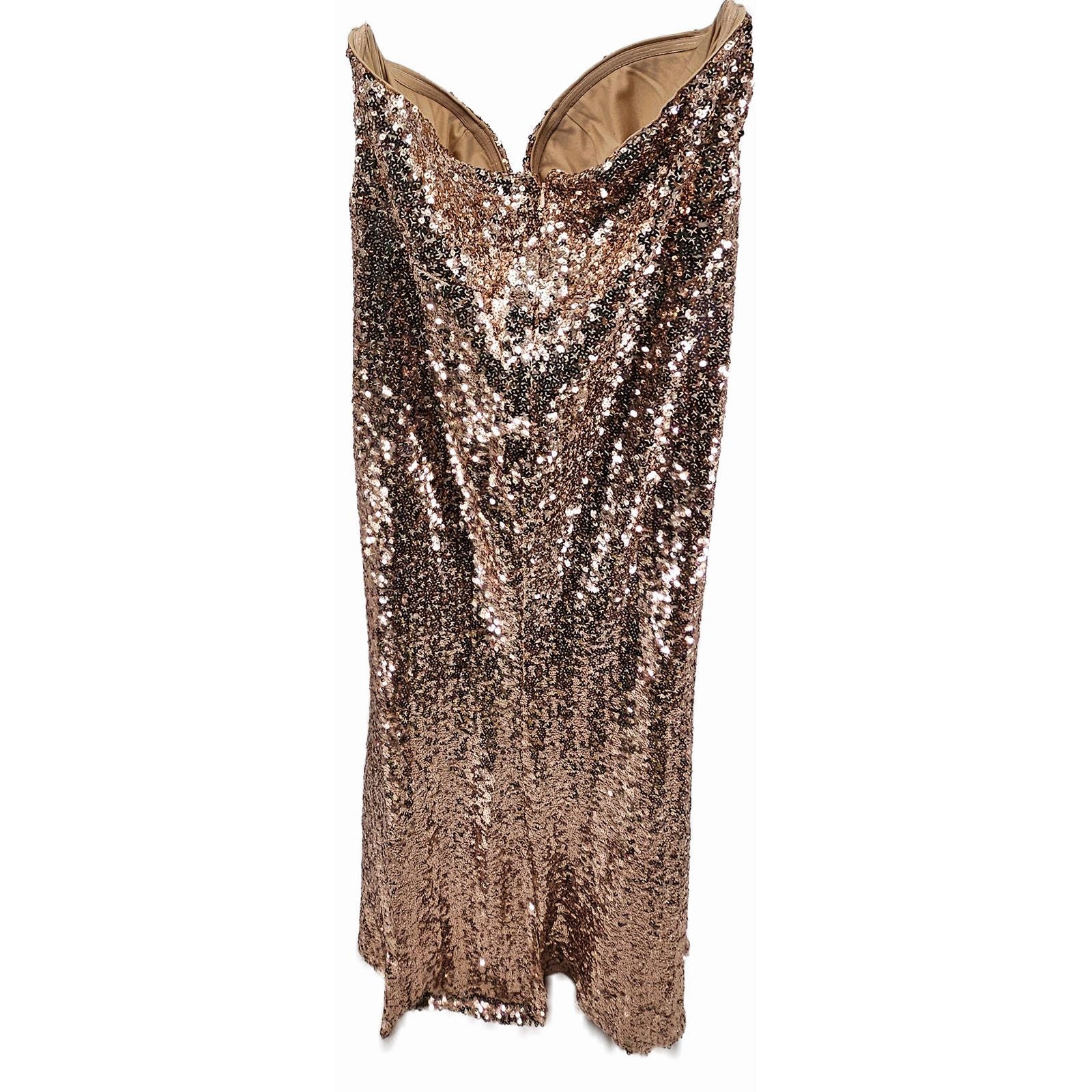 Faeriestyle Glamorous Rose Gold Sequin Evening Dress w/Sequined Sheer Cape/4XL
