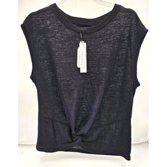 Sanctuary Chic Black Sleeveless T-shirt with Twist Knot Detail/S