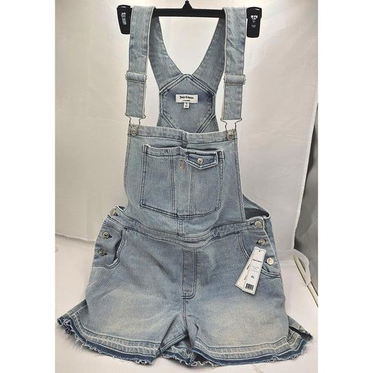 Juicy Couture Light Wash Denim Short Overalls - Ready for Adventure!/XL