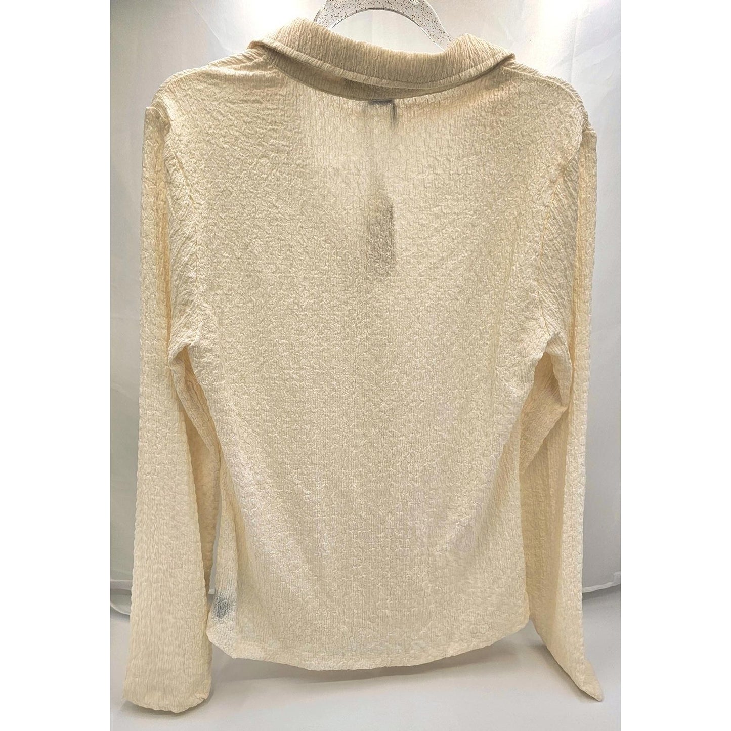 Sanctuary Textured Ruched Button-Up Blouse/Ivory