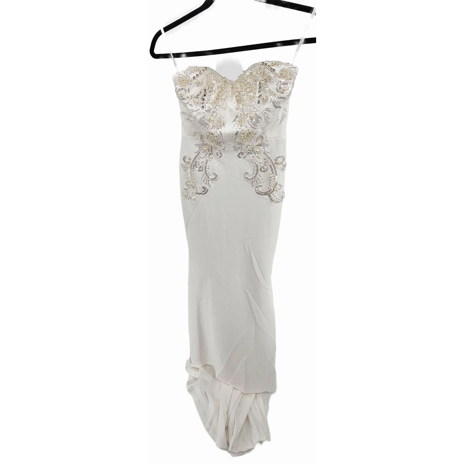 Faeriestyle Glamorous Strapless White Evening Dress or Bridal Gown/XS