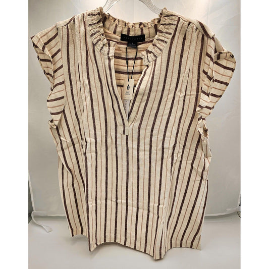 Sanctuary Striped Ruffle Neck Casual Top - Your New Favorite Shirt/M