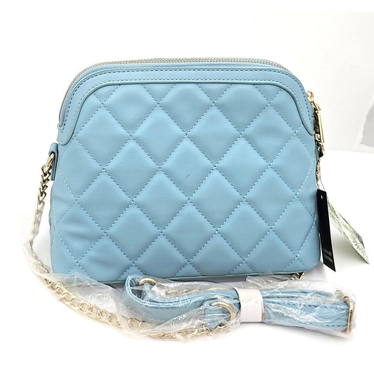 Badgley Mischka Chic Blue Quilted Crossbody Bag with Gold Chain Strap