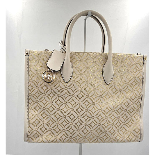 Michael Kors Beige & Gold Patterned Tote Bag - Carry Your Style Like a Boss