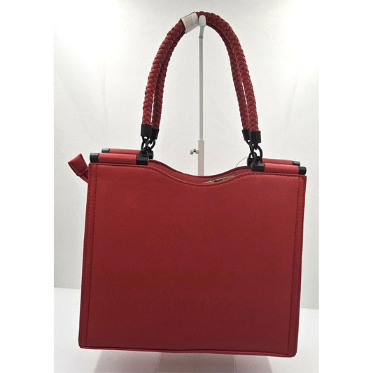 Badgley Mischka Sassy Red Braided Handle Tote Bag - Carry Your Sass with Class!