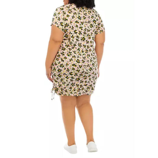 Sanctuary Plus Size Printed Drawstring Dress Foliage/3x