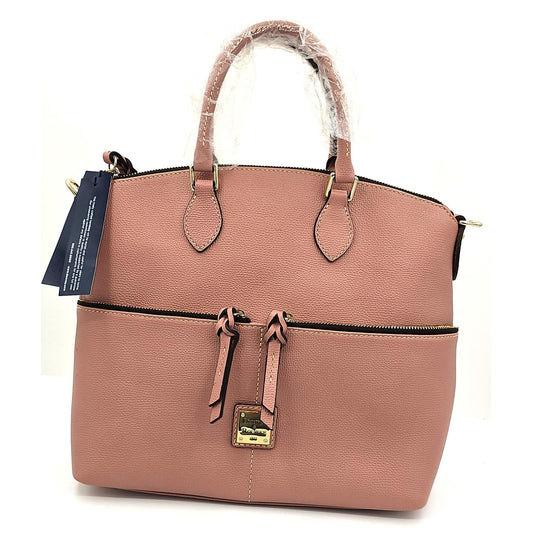 Dooney & Bourke Pebble Grain Double Pocket Satchel Dusty Rose