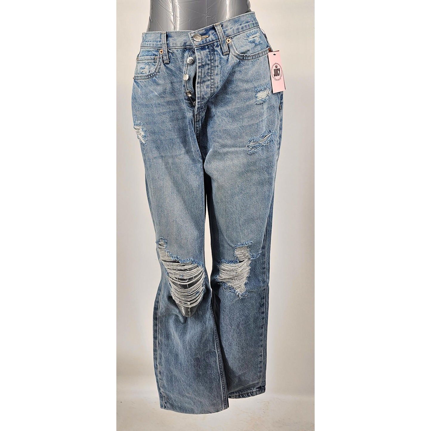 Juicy Couture Medium Blue Vintage Vibes Distressed Relaxed Fit Women's Jeans/32"