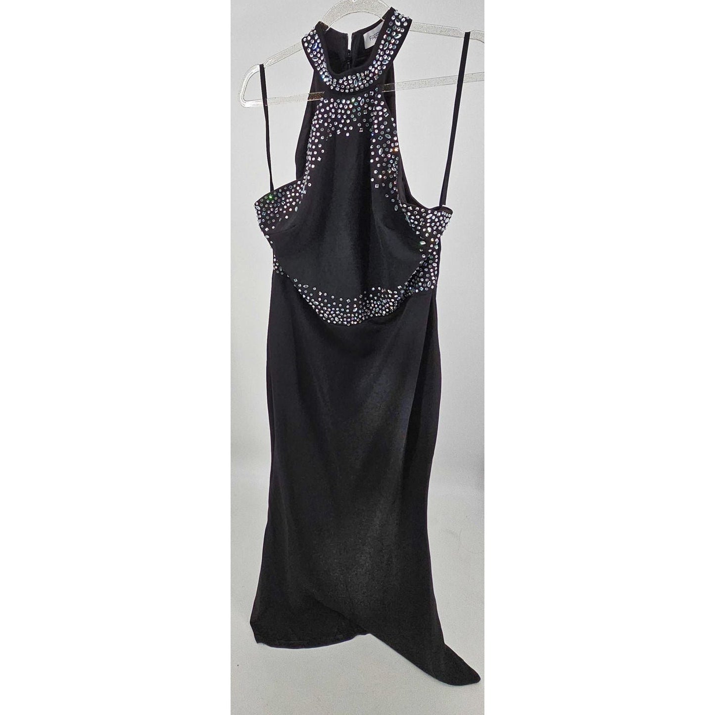 Sparkle & Slay Evening Dress with Rhinestone Collar