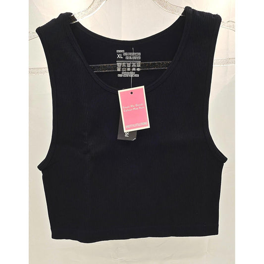 PrettyLittleThing Black Ribbed Crop Tank Top/XL