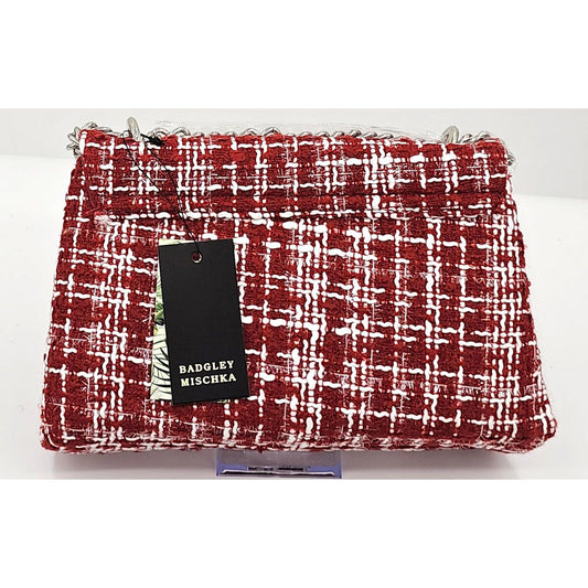 Badgley Mischka Chic Red & White Tweed Shoulder Bag