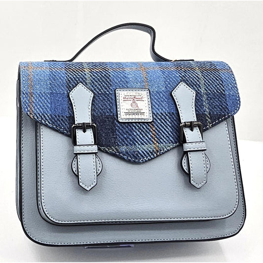 Harris Tweed Chic Blue & Plaid Women's Satchel - Handle Your Style!