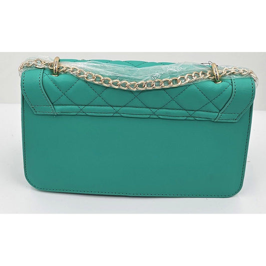 Badgley Mischka Chic Turquoise Quilted Chain Shoulder Bag