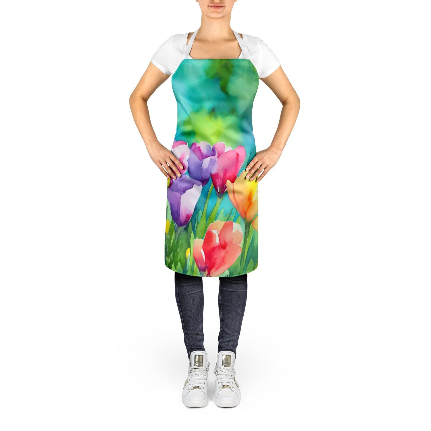 Freesias in Watercolor Apron-1