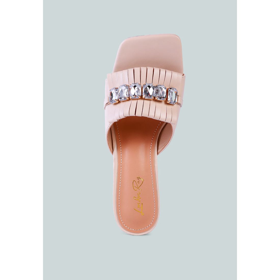 Deeba Diamante Embellishment Clear Spool Heel Sandals-3