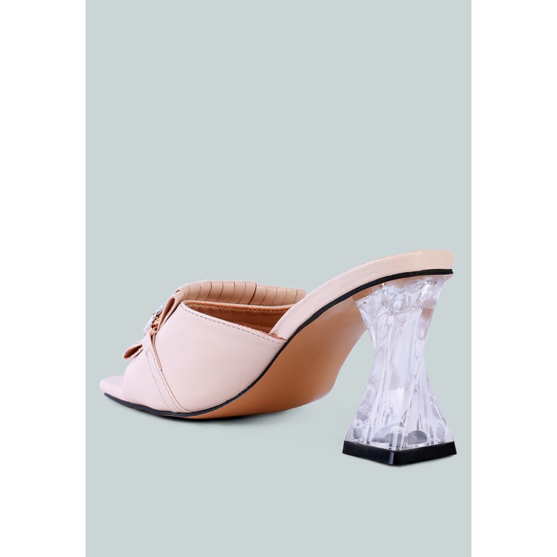 Deeba Diamante Embellishment Clear Spool Heel Sandals-2