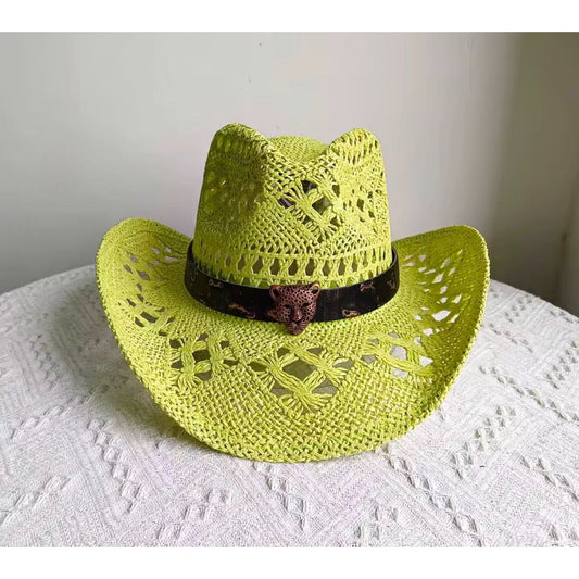 Hand Woven Roar Straw Cowboy Hat-0