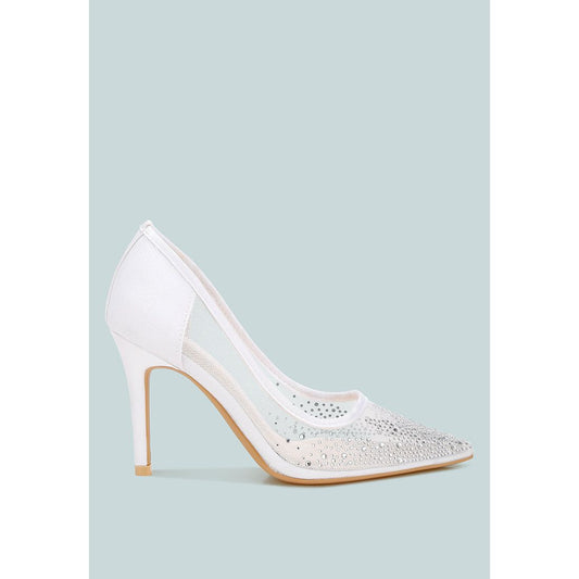 High Ball Mesh Rhinestone Stiletto Pumps-0