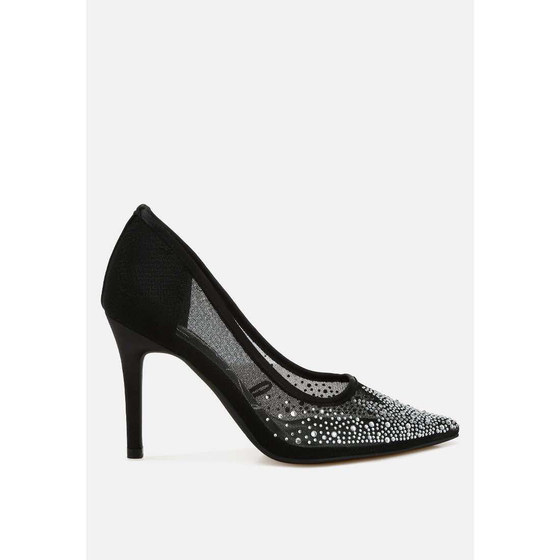 High Ball Mesh Rhinestone Stiletto Pumps-7
