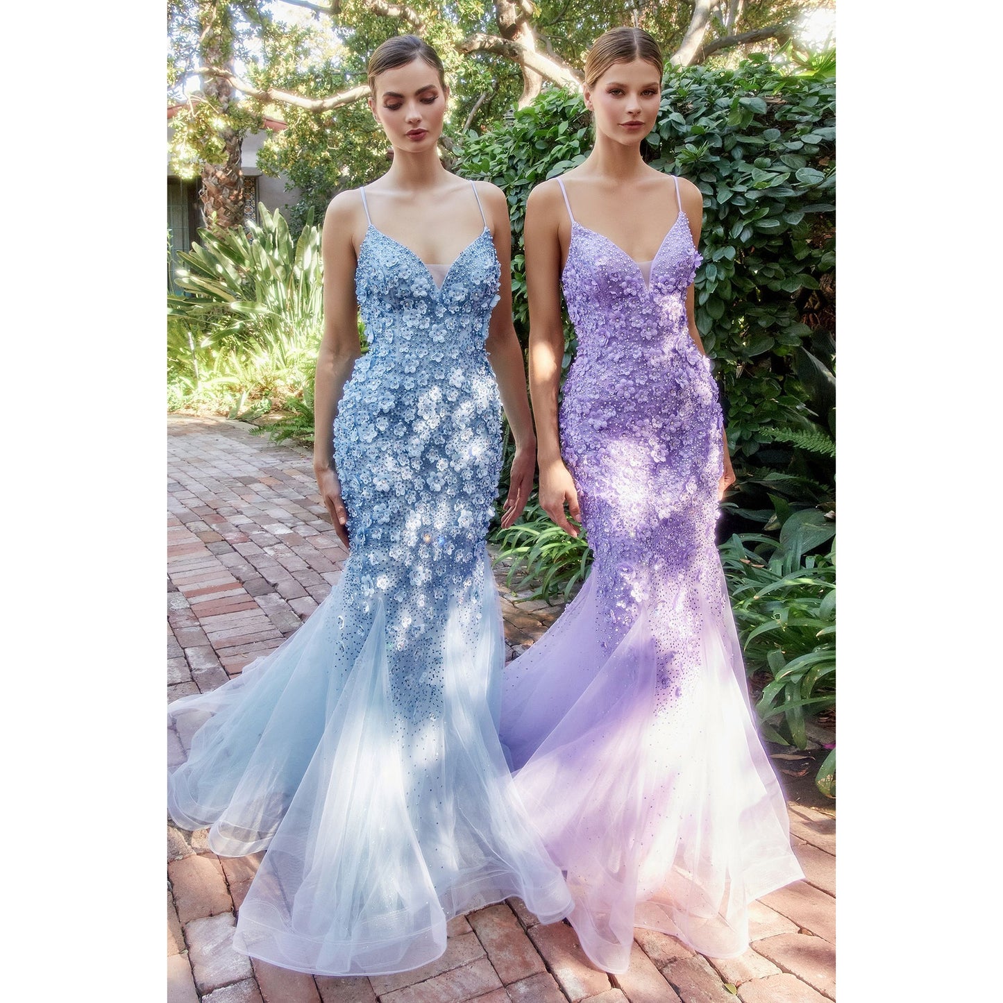 Chromatic 3d Florals Mermaid Gown-2