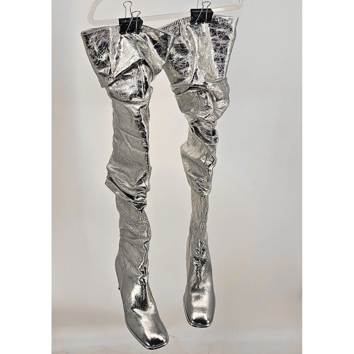 Michael Kors Silver Glamour Thigh-High Boots - Shine Like You Mean It!/9