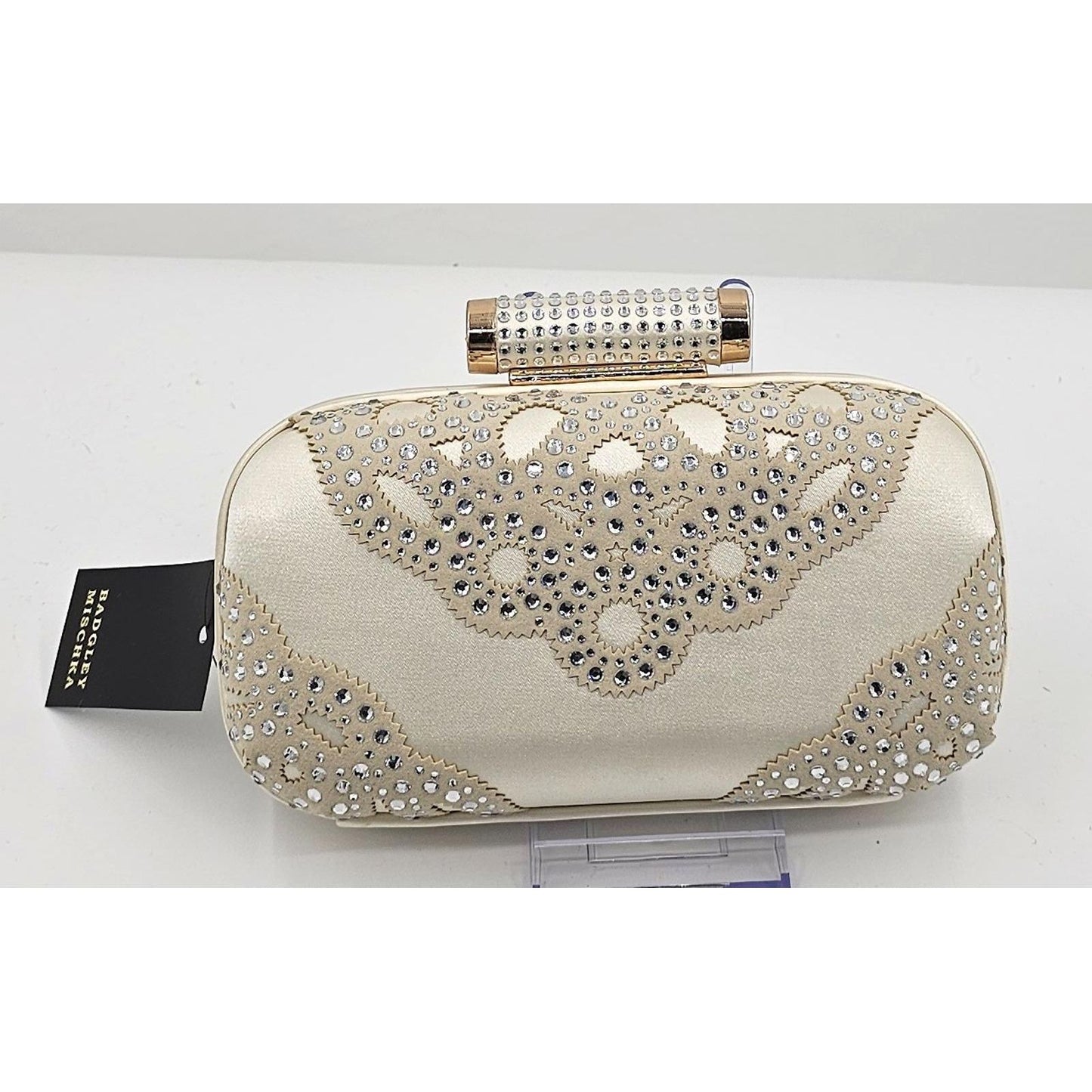 Badgley Mischka Glamorous Ivory Crystal-Studded Clutch Purse